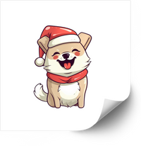 Thumbnail for Cute Christmas Puppy Santa Hat Sticker Kawaii Holiday Dog Vinyl Decal