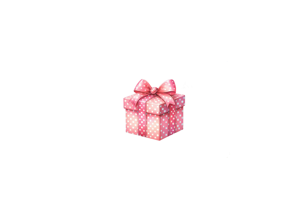 Pink Polka Dot Gift Box Throw Pillow | Cute Watercolor Present Decorative Pillow | Birthday Gift