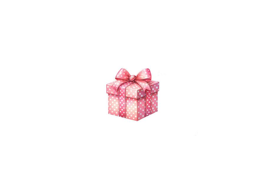 Pink Polka Dot Gift Box Throw Pillow | Cute Watercolor Present Decorative Pillow | Birthday Gift