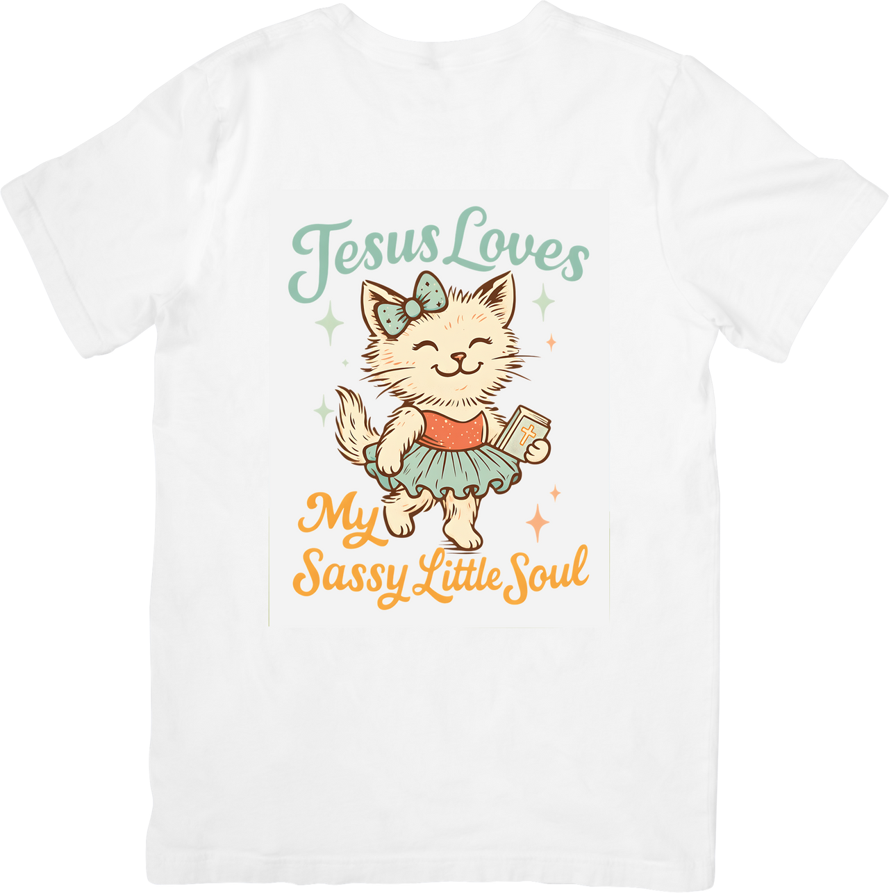 Jesus Loves My Sassy Little Soul Cat T-Shirt Cute Christian Faith Graphic Tee