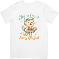 Thumbnail for Jesus Loves My Sassy Little Soul Cat T-Shirt Cute Christian Faith Graphic Tee