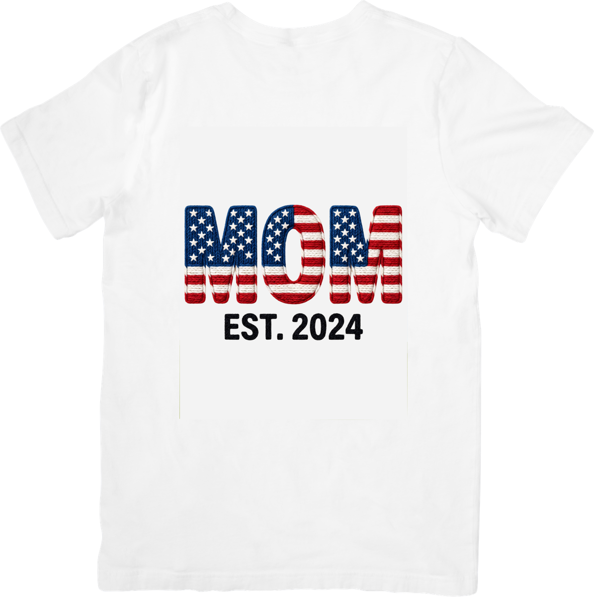 American Flag Mom Est 2024 T-Shirt | Patriotic New Mom Graphic Tee | Mothers Day Gift
