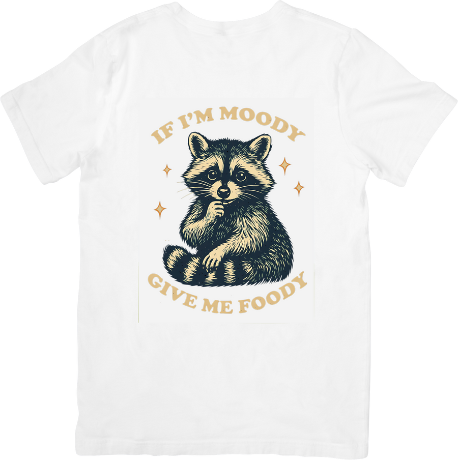 Moody Raccoon Give Me Food T-Shirt Funny Vintage Animal Graphic Tee