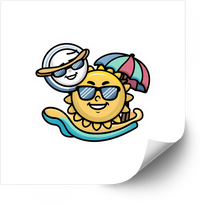 Thumbnail for Sun And Moon Beach Vacation Sticker Cute Summer Cartoon Vinyl Decal
