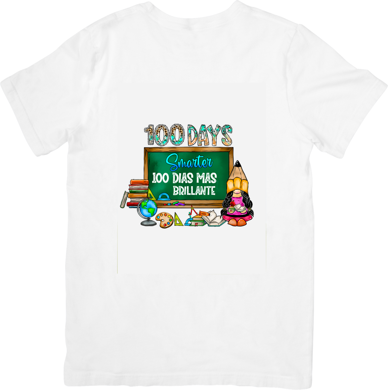 100 Days Smarter Gnome T-Shirt Bilingual School Milestone Graphic Tee 100th Day Gift