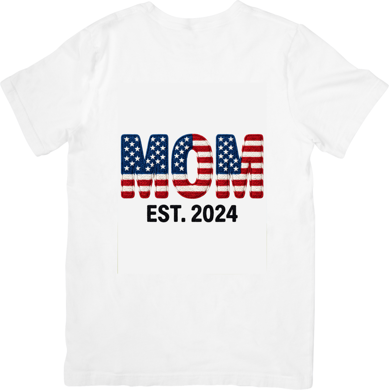 Mom Est 2024 T-Shirt Patriotic New Mom American Flag Graphic Tee Mothers Day Gift