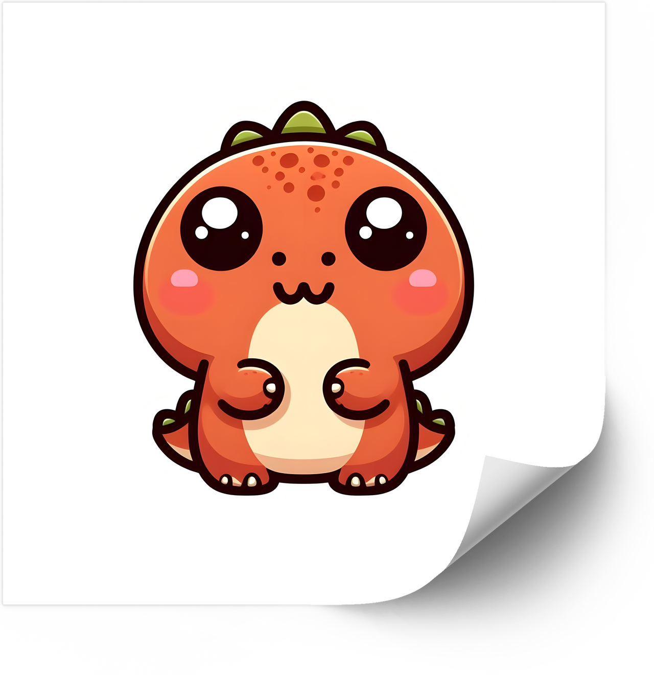Baby Orange Dinosaur Sticker Kawaii Cute Dino Vinyl Decal