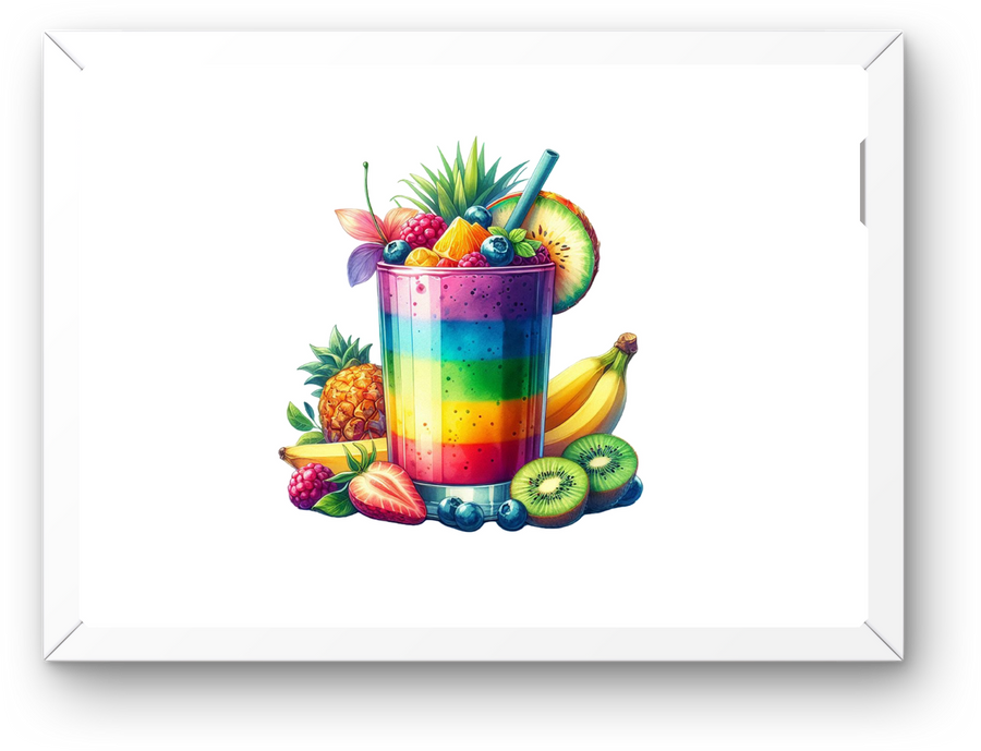 Rainbow Fruit Smoothie Wall Art | Colorful Tropical Drink Print | Kitchen Juice Bar Gift
