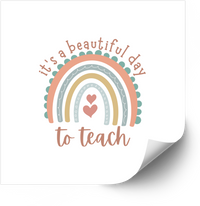Thumbnail for Beautiful Day To Teach Sticker Boho Pastel Rainbow Teacher Appreciation Vinyl Decal