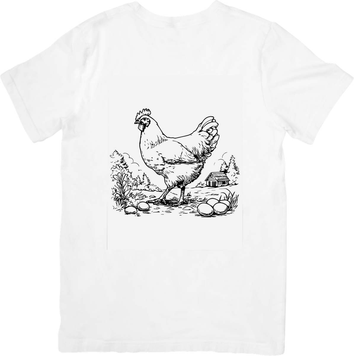 Vintage Sketch Hen T-Shirt | Rustic Farmhouse Chicken Graphic Tee | Farmer Country Gift