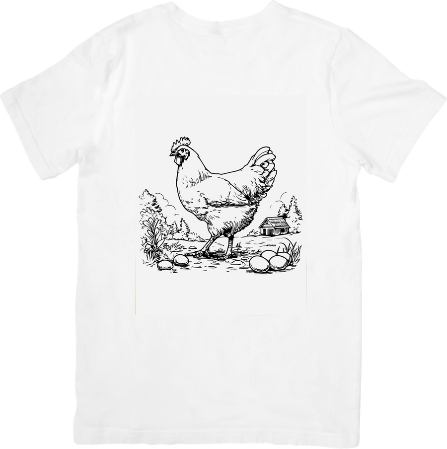 Vintage Sketch Hen T-Shirt | Rustic Farmhouse Chicken Graphic Tee | Farmer Country Gift