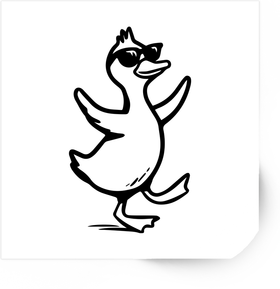 Cool Dancing Duck Sticker | Funny Sunglasses Cartoon Vinyl Decal | Humor Lover Gift