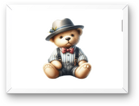 Thumbnail for Dapper Teddy Bear Wall Art | Watercolor Bear in Hat & Suspenders Print | Nursery Kids Gift