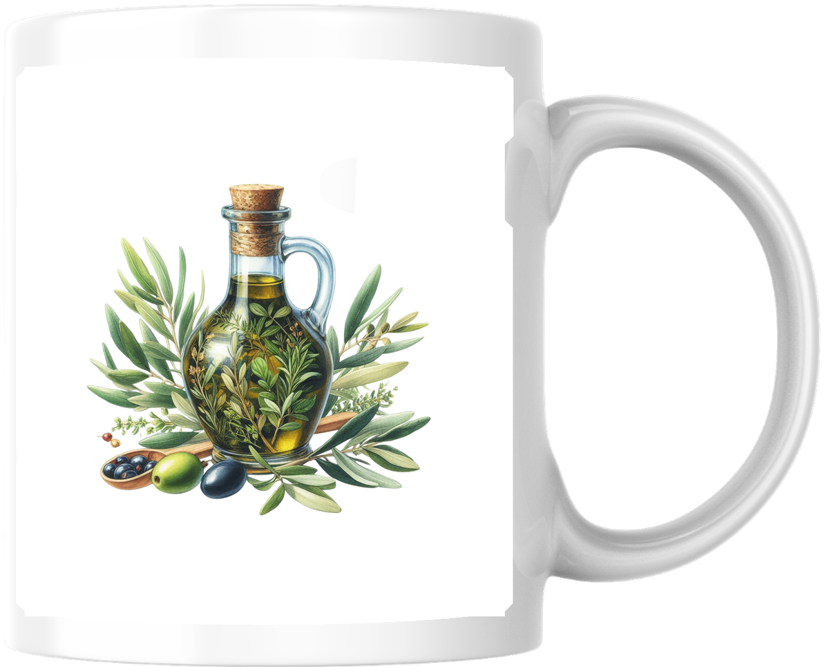 Olive Oil Bottle Mug | Watercolor Mediterranean Coffee Mug | Kitchen Chef Gift