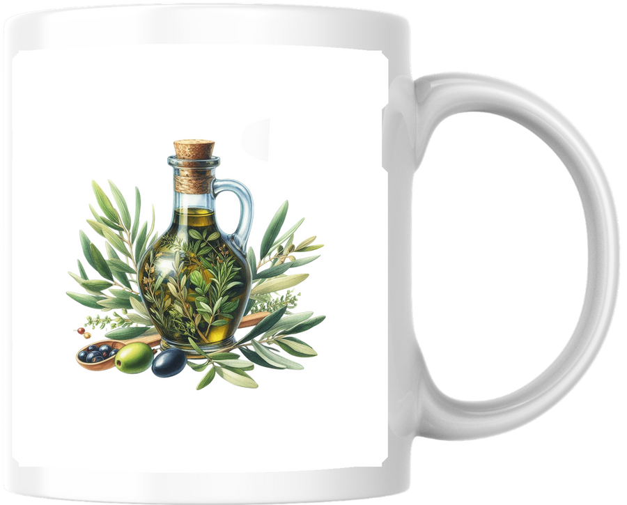 Olive Oil Bottle Mug | Watercolor Mediterranean Coffee Mug | Kitchen Chef Gift