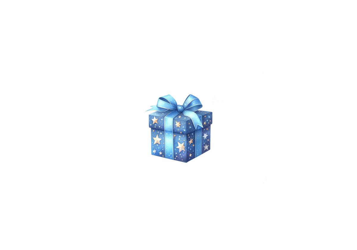 Starry Blue Gift Box Throw Pillow | Watercolor Celestial Present Decorative Pillow | Holiday Gift