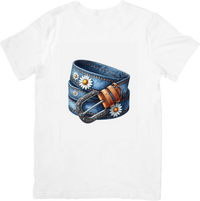 Thumbnail for Western Daisy Denim Belt T-Shirt | Boho Cowgirl Graphic Tee | Country Western Gift