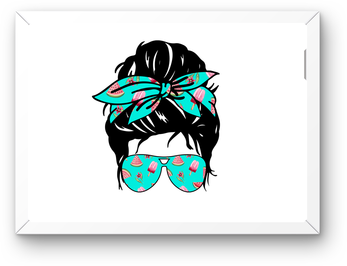 Messy Bun Watermelon Sunglasses Wall Art | Summer Mom Life Print | Beach Lover Gift