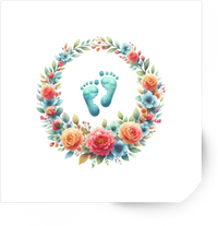 Thumbnail for Baby Feet Floral Wreath Sticker | Watercolor Baby Footprints Vinyl Decal | New Mom Gift