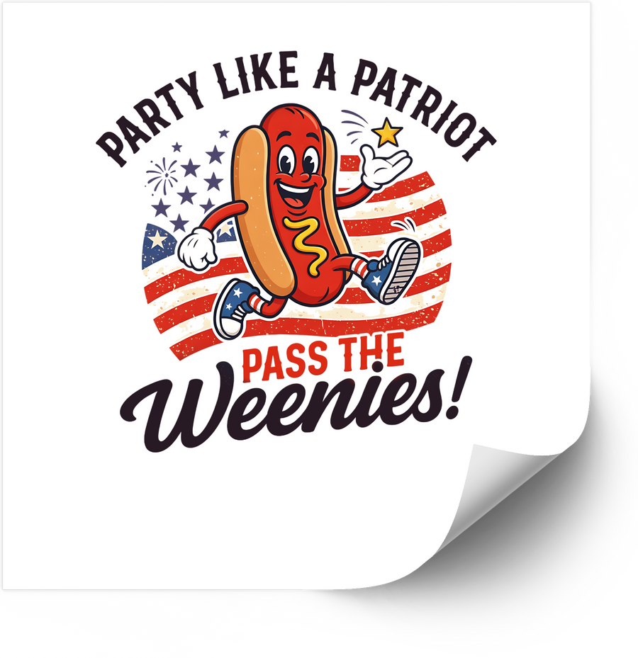 Patriot Hot Dog Sticker Bold Funny Patriotic Fourth of July Vinyl Decal BBQ Freedom Decal