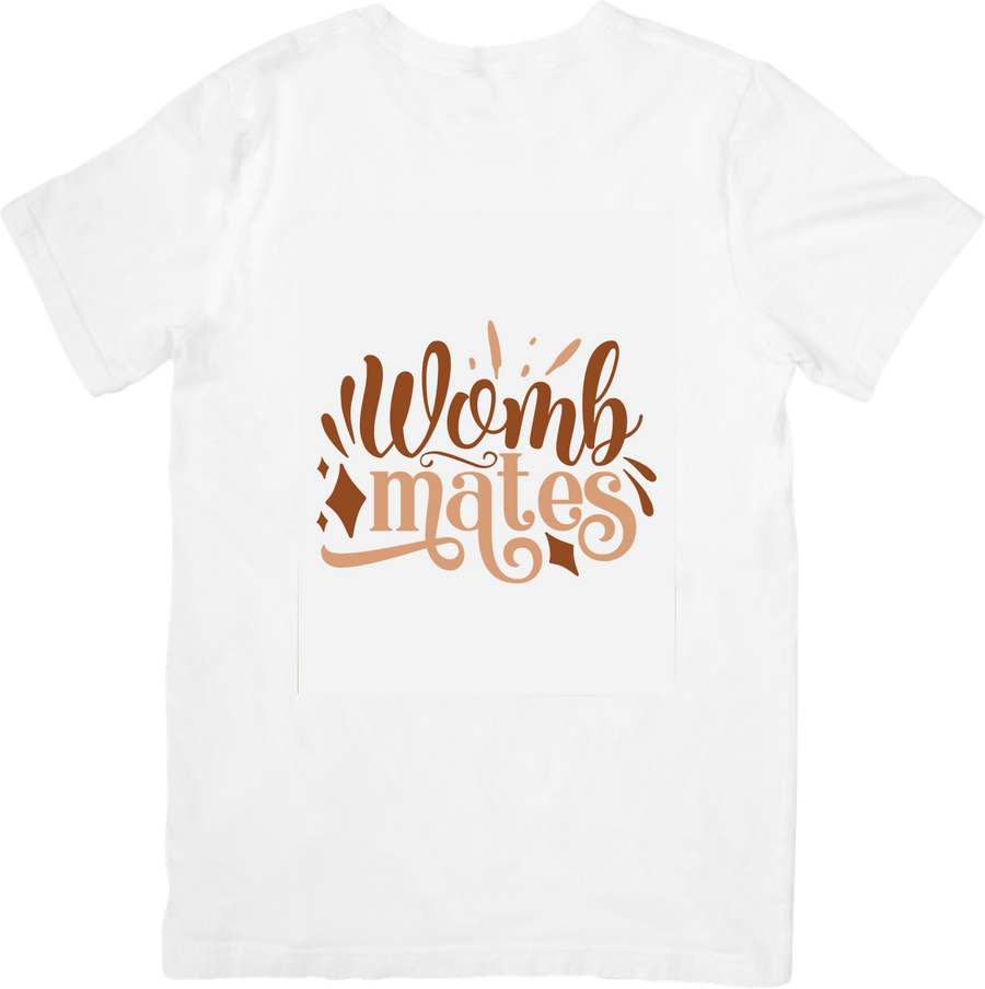 Womb Mates Twins T-Shirt | Funny Retro Typography Graphic Tee | Twin Sibling Gift