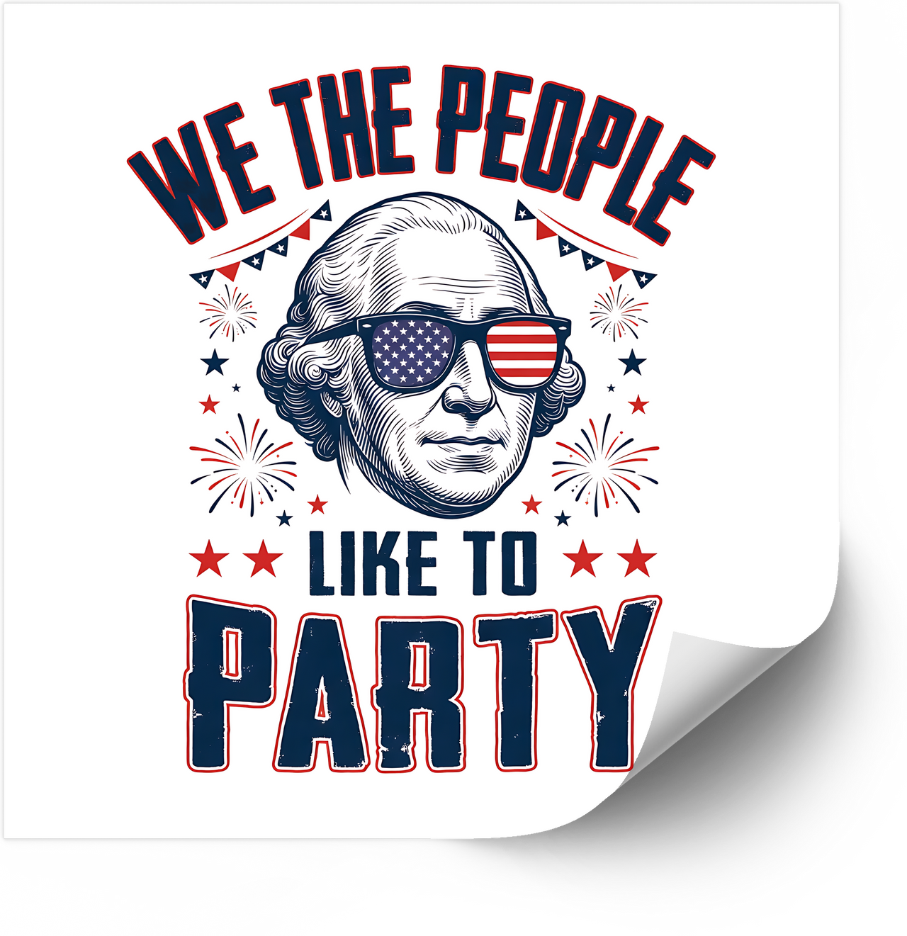 American Patriots Party Sticker Bold Funny George Washington Sunglasses 4th of July Vinyl Decal