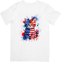 Thumbnail for Blessed In America Cat T-Shirt Faith-Inspired Patriotic Kitten Graphic Tee USA Christian Gift