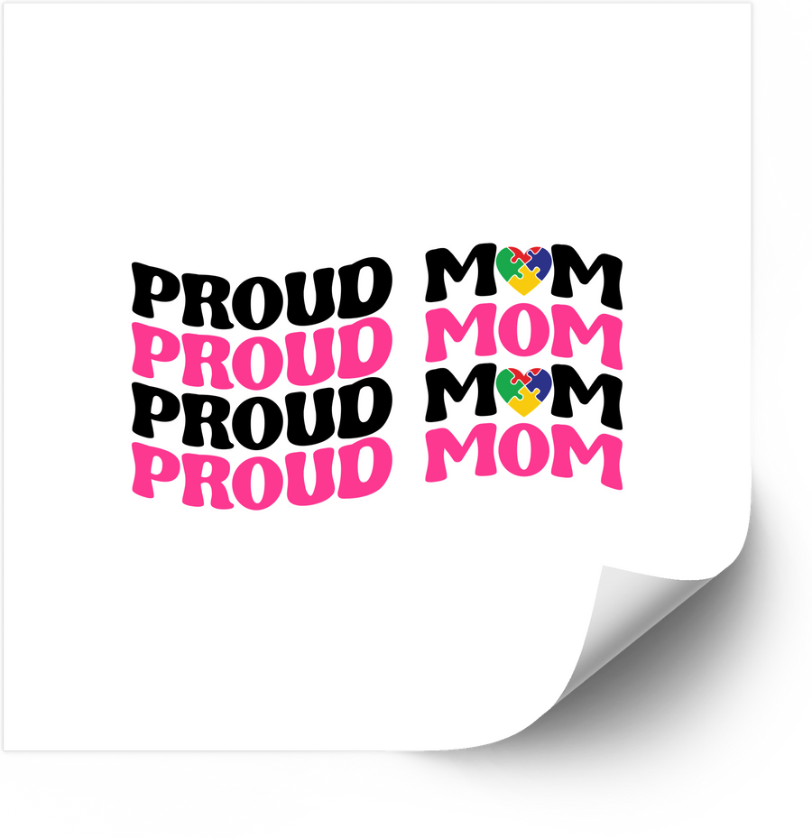 Proud Mom Autism Awareness Sticker Bold Patriotic Colorful Autism Vinyl Decal