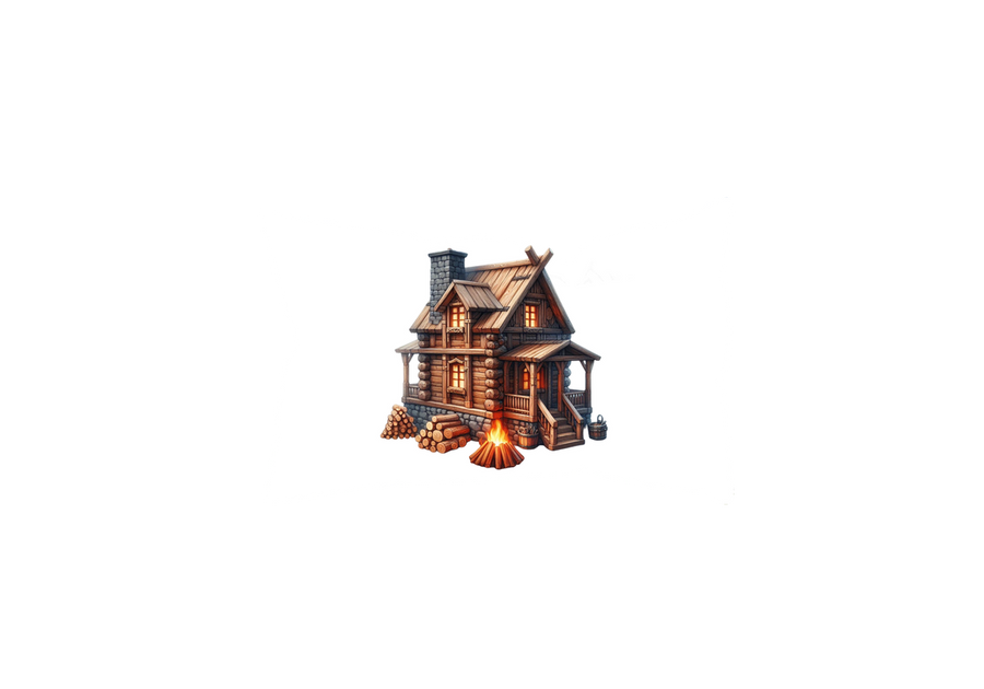 Log Cabin Throw Pillow | Cozy Watercolor Wilderness Cabin Decorative Pillow | Rustic Lodge Gift