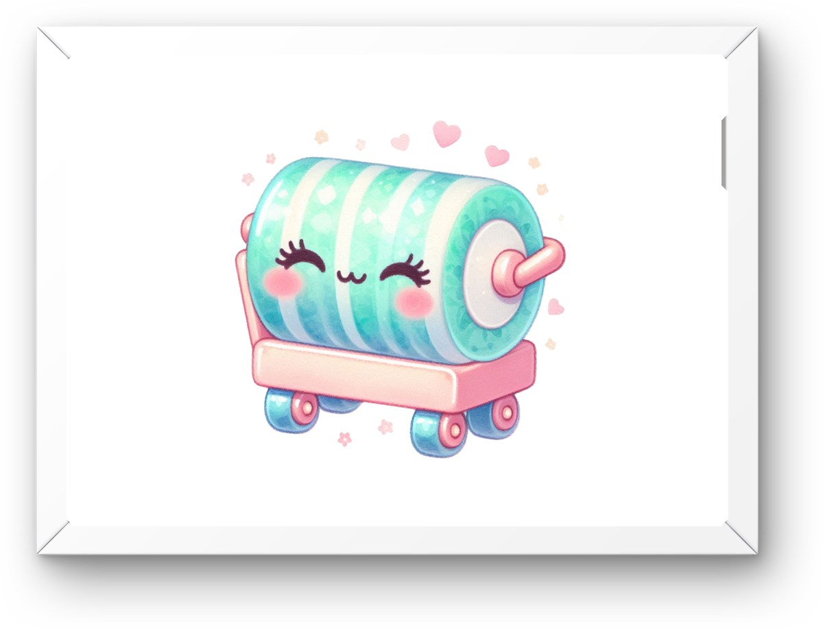 Kawaii Sushi Roll Cart Wall Art | Cute Pastel Food Print | Kids Room Nursery Gift