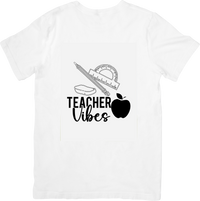 Thumbnail for Teacher Vibes Apple Ruler Pencil T-Shirt Minimalist Back To School Graphic Tee Teacher Gift