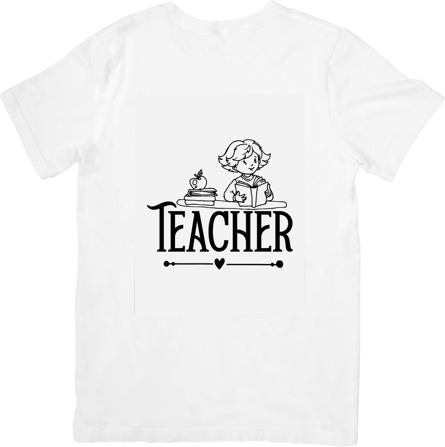 Teacher Reading Line Art T-Shirt Cute Black Script School Graphic Tee Teacher Gift