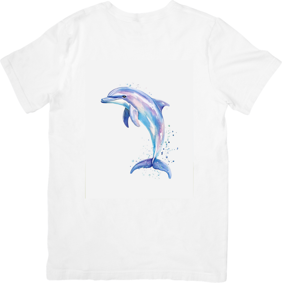 Watercolor Dolphin T-Shirt | Colorful Ocean Sea Life Graphic Tee | Marine Lover Gift