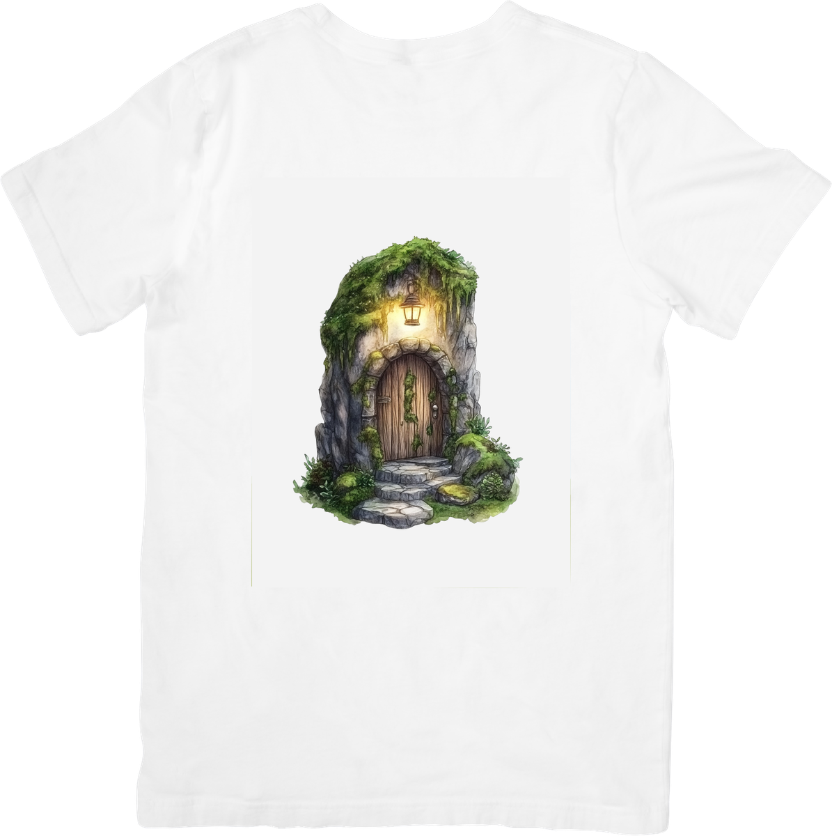 Enchanted Fairy Door T-Shirt | Mossy Forest Tree Doorway Graphic Tee | Fantasy Nature Gift