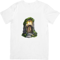 Thumbnail for Enchanted Fairy Door T-Shirt | Mossy Forest Tree Doorway Graphic Tee | Fantasy Nature Gift